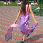 Батик платье с росписью "Розовые маки". Шелковое платье с ручной росписью.