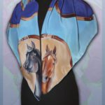 Батик платок «Ах, кони, кони». Шелковый платок ручной работы.
