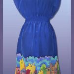Батик платье "Шелковый город". Шелковое платье с ручной росписью.