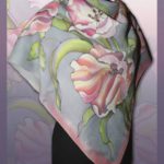 Батик платок «Когда расцветают тюльпаны». Шелковый платок ручной работы.