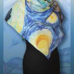 Батик платок «Ван Гог «Звездная ночь». Шелковый платок ручной работы.