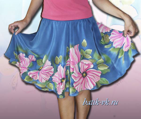 Батик юбка "Летний вечер". Шелковая юбка с ручной росписью.